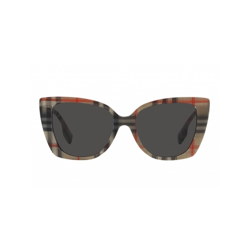 Óculos de Sol Burberry 0BE4393 37788754 Acetato Cinza Xadrez com lentes na cor Cinza Escuro