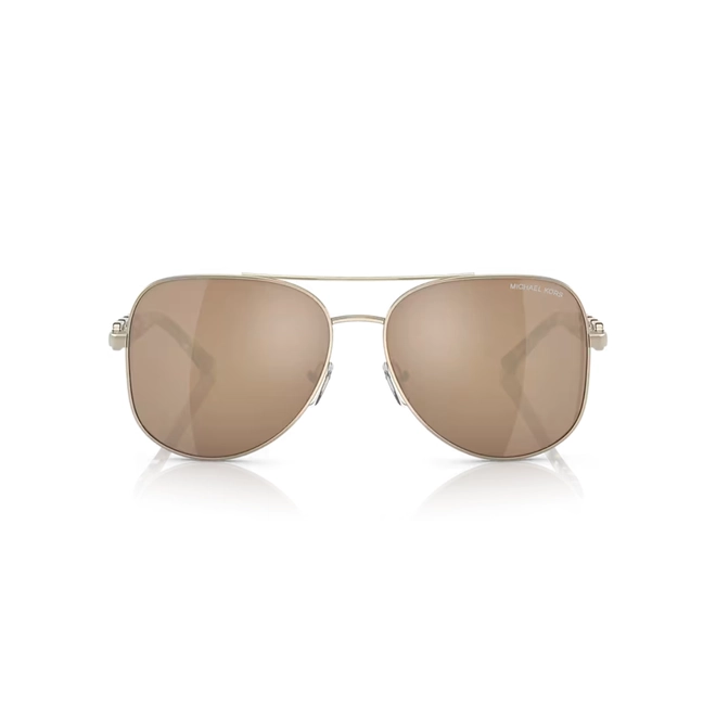Óculos de Sol Michael Kors 0MK1121 10147P58 Metal Dourado com lentes na cor Dourado Espelhado 2