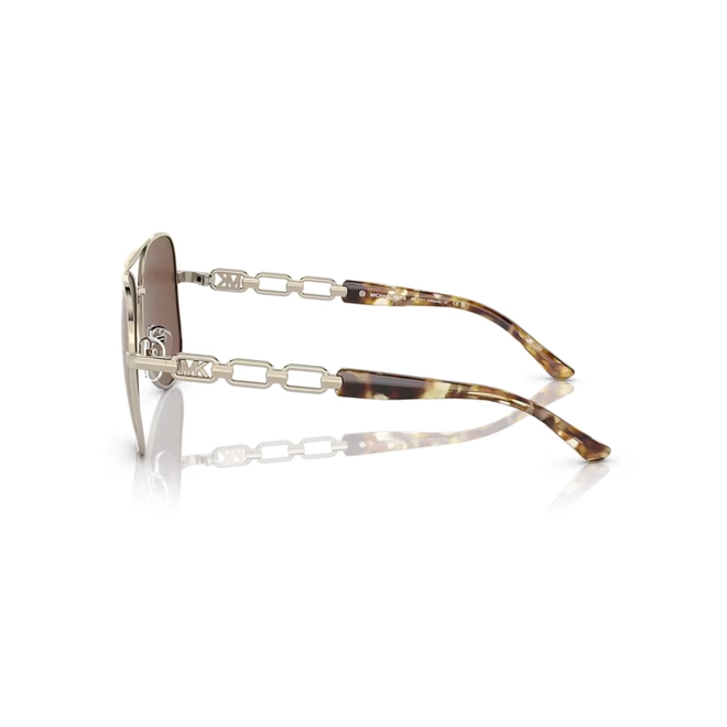 Óculos de Sol Michael Kors 0MK1121 10147P58 Metal Dourado com lentes na cor Dourado Espelhado 3