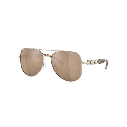 Óculos de Sol Michael Kors 0MK1121 10147P58 Metal Dourado com lentes na cor Dourado Espelhado