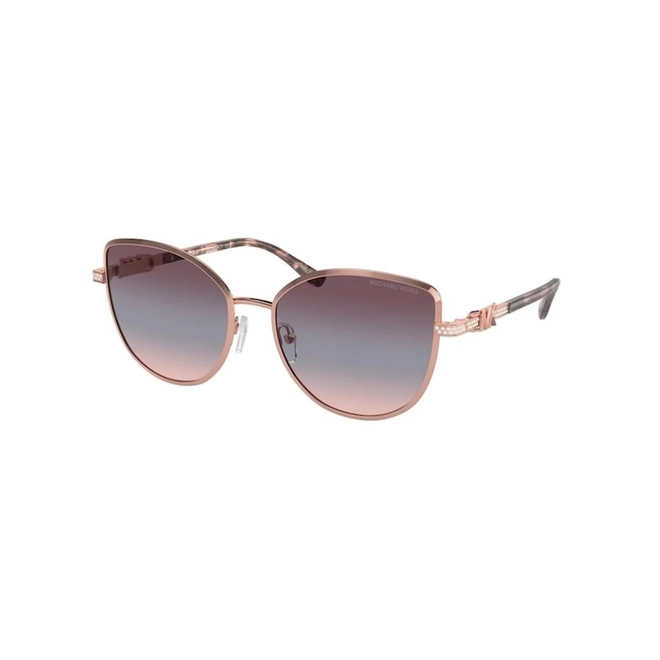Óculos de Sol Michael Kors 0MK1144B 11080J56 Metal Rose com lentes na cor Violeta Degradê 1