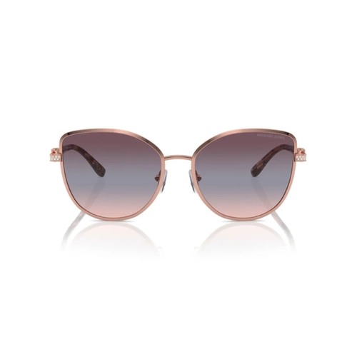 Óculos de Sol Michael Kors 0MK1144B 11080J56 Metal Rose com lentes na cor Violeta Degradê