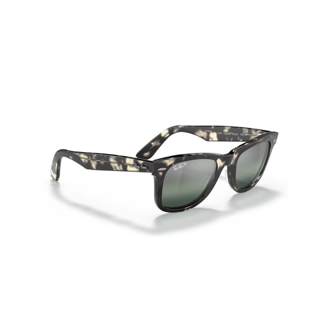Óculos de Sol Ray-Ban Wayfarer 0RB2140 1333G650 Acetato Cinza Mesclado com lentes na cor Azul e Prata Polarizado 3