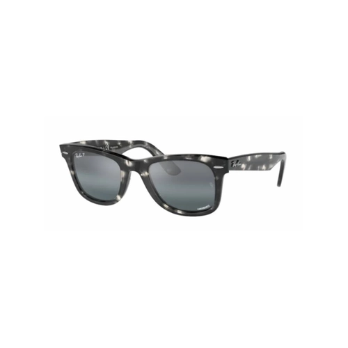 Óculos de Sol Ray-Ban Wayfarer 0RB2140 1333G650 Acetato Cinza Mesclado com lentes na cor Azul e Prata Polarizado