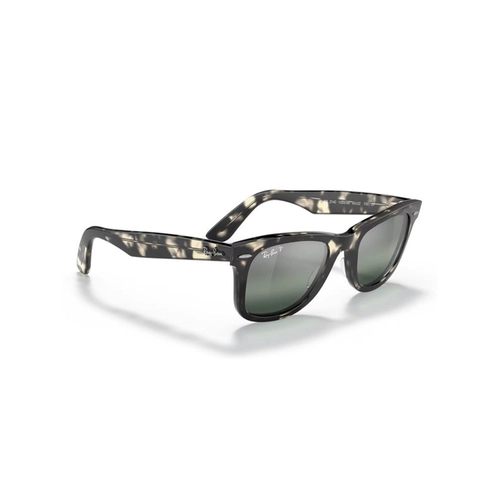 Óculos de Sol Ray-Ban Wayfarer 0RB2140 1333G650 Acetato Cinza Mesclado com lentes na cor Azul e Prata Polarizado