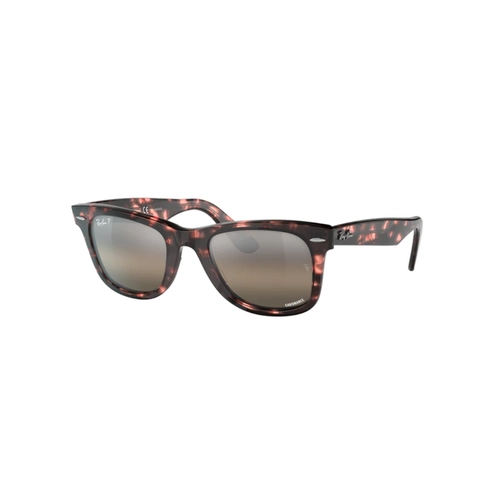 Óculos de Sol Ray-Ban Wayfarer 0RB2140 1334G350 Acetato Rosa Mesclado com lentes na cor Prata e Cinza Polarizado