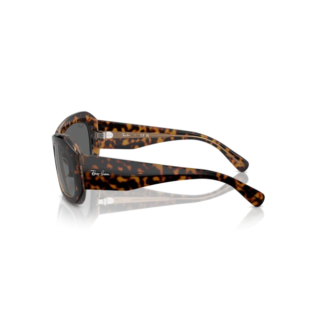 Óculos de Sol Ray-Ban Beate 0RB2212 1292B156 Propionato Marrom Mesclado com lentes na cor CInza Escuro 4