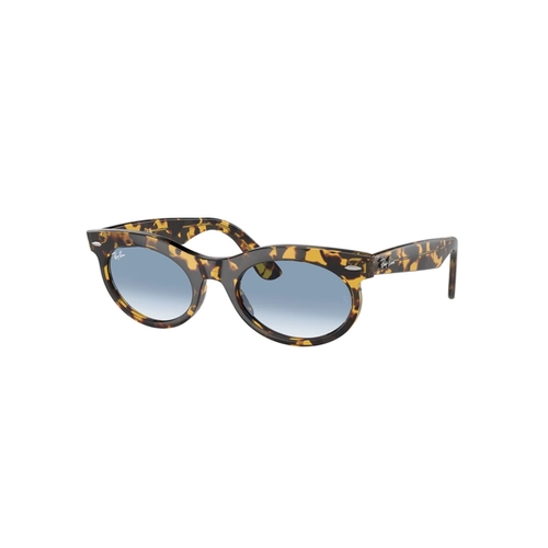 Óculos de Sol Ray-Ban Wayfarer Oval 0RB2242 13323F53 Propionato Amarelo Mesclado com lentes na cor Azul Degradê