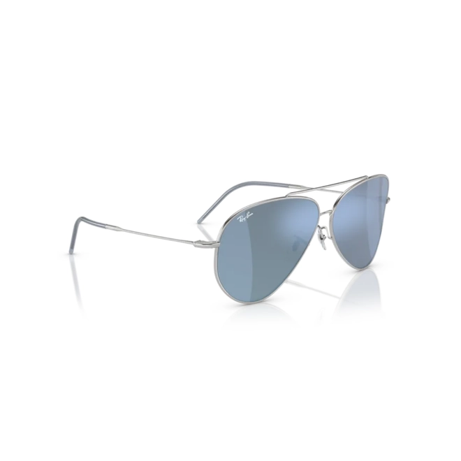 Óculos de Sol Ray-Ban Reverse 0RBR0101S 003/GA59 Metal Prata com lentes na cor Azul 3