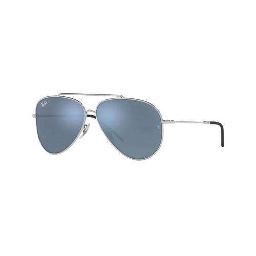 Óculos de Sol Ray-Ban Reverse 0RBR0101S 003/GA59 Metal Prata com lentes na cor Azul