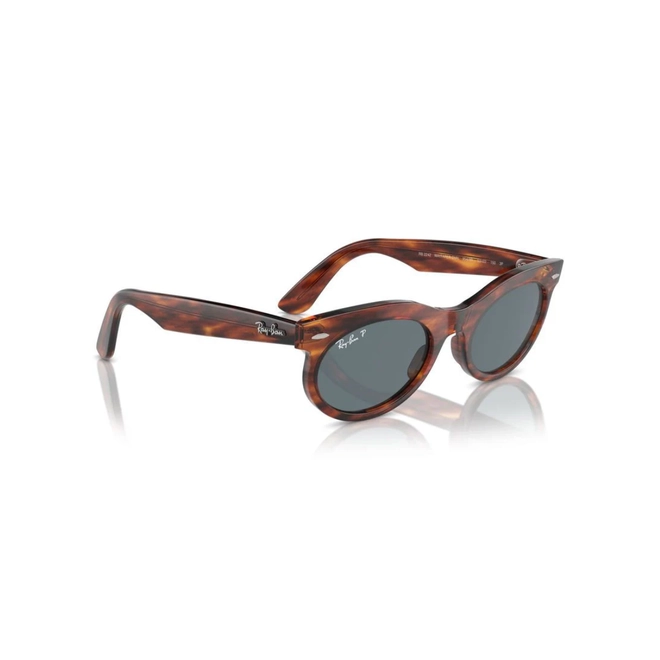 Óculos de Sol Ray-Ban Wayfarer Oval 0RB2242 954/3R50 Propionato Marrom Mesclado com lentes na cor Azul Polarizado 3