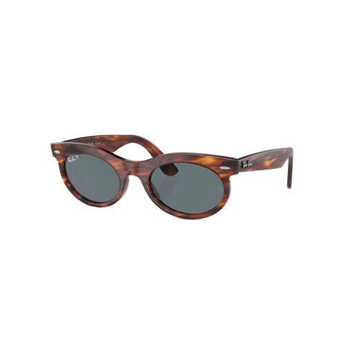 Óculos de Sol Ray-Ban Wayfarer Oval 0RB2242 954/3R50 Propionato Marrom Mesclado com lentes na cor Azul Polarizado
