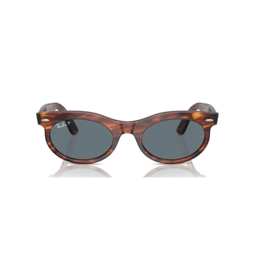 Óculos de Sol Ray-Ban Wayfarer Oval 0RB2242 954/3R50 Propionato Marrom Mesclado com lentes na cor Azul Polarizado