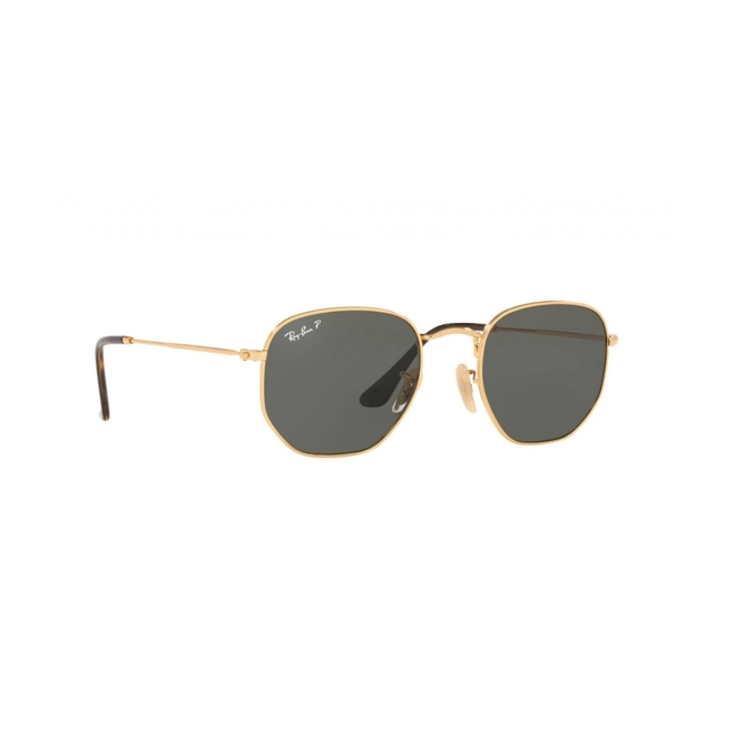Óculos de Sol Ray-Ban Hexagonal 0RB3548NL 001/5851 Metal Dourado com lentes na cor Verde Polarizado 3