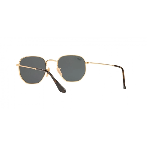 Óculos de Sol Ray-Ban Hexagonal 0RB3548NL 001/5851 Metal Dourado com lentes na cor Verde Polarizado