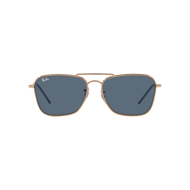 Óculos de Sol Ray-Ban Caravan Reverse 0RBR0102S 92023A58 Metal Rose com lentes na cor Azul 2