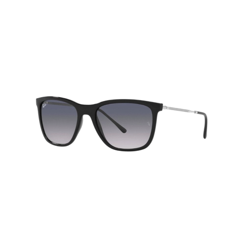 Óculos de Sol Ray-Ban 0RB4344 601/7856 Acetato Preto com lentes na cor Azul e Cinza Polarizado