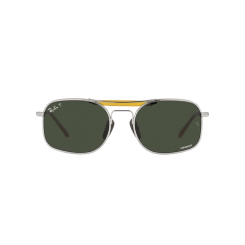 Óculos de Sol Ray-Ban 0RB8062 9209P151 Titânio Prata com lentes na cor Verde Escuro Polarizado Chromance