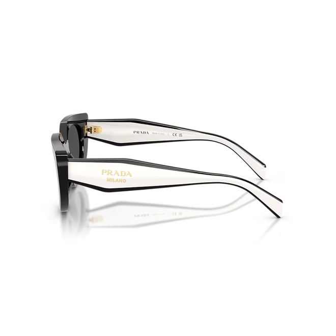 Óculos de Sol Prada 0PR D02S 20G08Z53 Acetato Preto Polido com lentes na cor Cinza Escuro 3