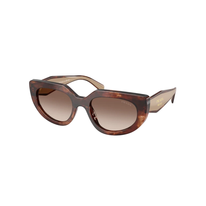 Óculos de Sol Prada 0PR D02S 00K10S53 Acetato Marrom Mesclado Polido com lentes na cor Marrom Degradê 1