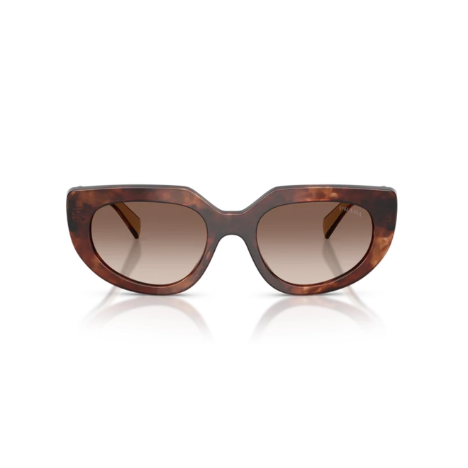 Óculos de Sol Prada 0PR D02S 00K10S53 Acetato Marrom Mesclado Polido com lentes na cor Marrom Degradê 2