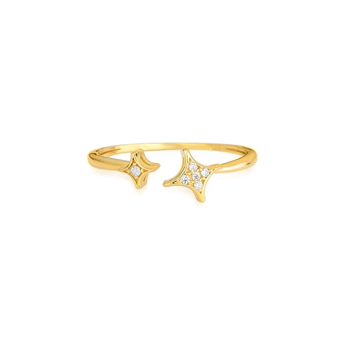 Anel For me Astra em prata 925 dourada estrelas com Zircônias brancas