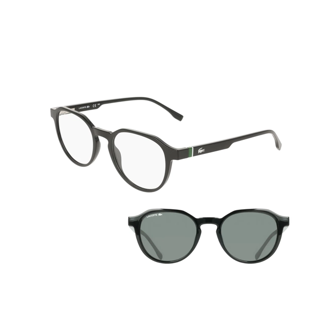 Óculos de Grau Lacoste com Clip-On L4008MAG-SET 001 52 Acetato Cinza Escuro com lentes na cor Cinza Escuro 1
