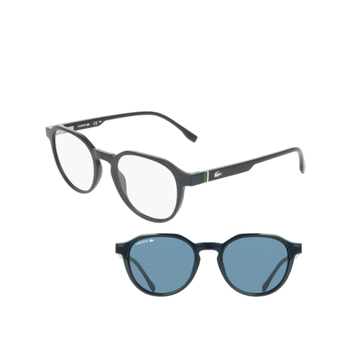 Óculos de Grau Lacoste L4008MAG-SET 410 52 Biopoliamida Preto com lentes na cor Azul