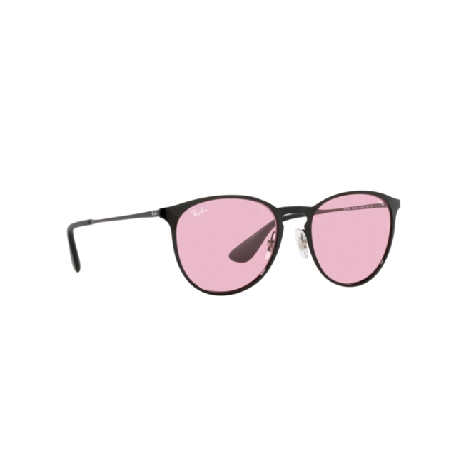 Óculos de Sol Ray-Ban Erika 0RB3539 002/Q354 Acetato Preto com lentes na cor Rosa 3