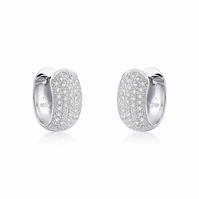 Brinco Pavês Amare argola dupla face ouro branco 18k pavê de Diamantes 1