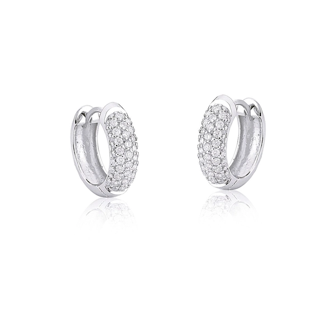 Brinco Pavês Amare argola dupla face ouro branco 18k com pavê de Diamantes 1