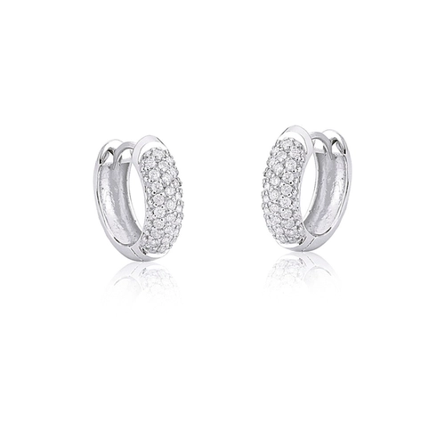 Brinco Pavês Amare argola dupla face ouro branco 18k com pavê de Diamantes