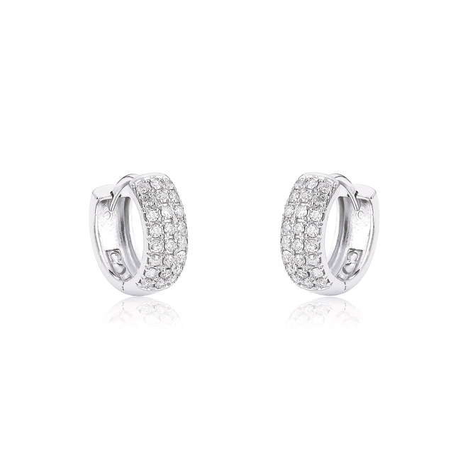 Brinco Pavês Amare argola click ouro branco 18k com pavê de Diamantes 1