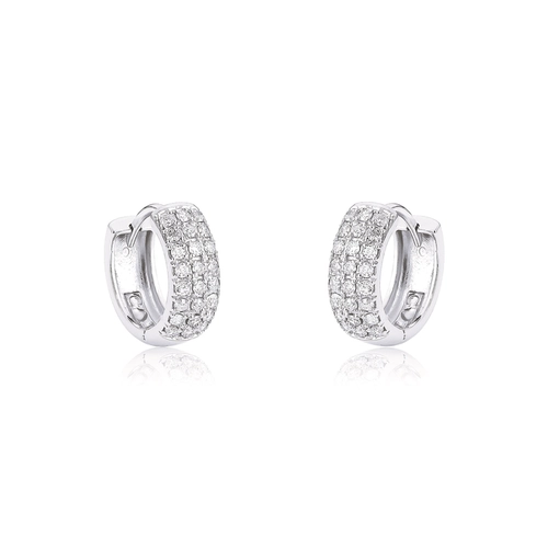Brinco Pavês Amare argola click ouro branco 18k com pavê de Diamantes