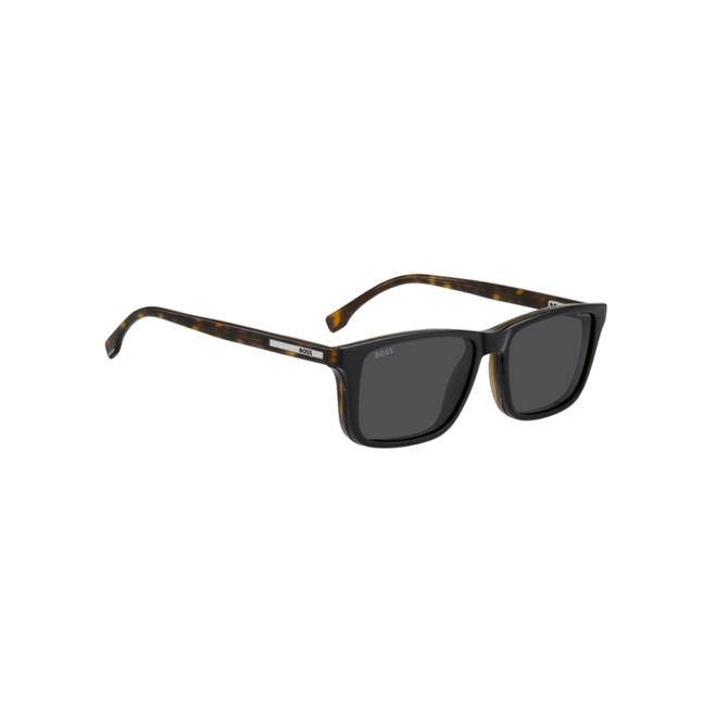 Óculos de Grau Hugo BOSS 1896/C 086 5617 S Poliamida Marrom Mesclado com Clip-On na cor Cinza Polarizado 3