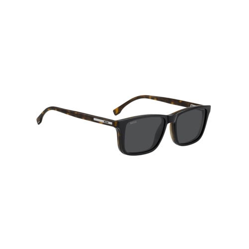 Óculos de Grau Hugo BOSS 1896/C 086 5617 S Poliamida Marrom Mesclado com Clip-On na cor Cinza Polarizado