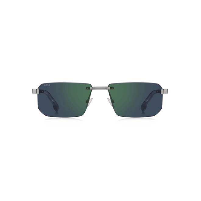 Óculos de Sol Hugo BOSS 1918/S 6LB 57MT S Metal Cinza com lentes na cor Verde Espelhado 2