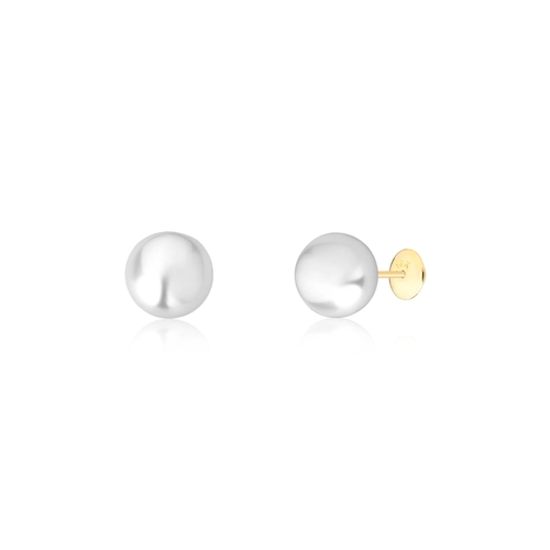 Brinco Stud ouro 18k esfera de Pérola 8X8,5MM