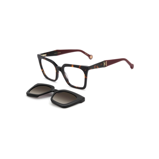 Óculos de Grau Carolina Herrera HER 0376/C 086 5219 S Acetato Marrom Mesclado com Clip-On na cor Marrom Polarizado 1