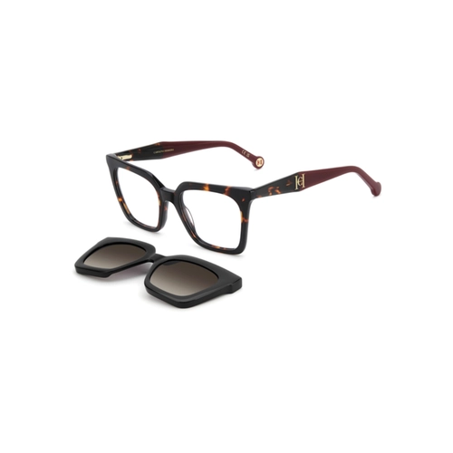 Óculos de Grau Carolina Herrera HER 0376/C 086 5219 S Acetato Marrom Mesclado com Clip-On na cor Marrom Polarizado