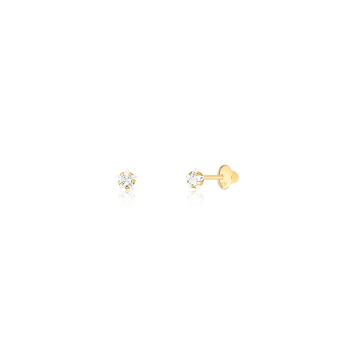 Brinco Infantil ouro 18k estrela de Zircônias brancas
