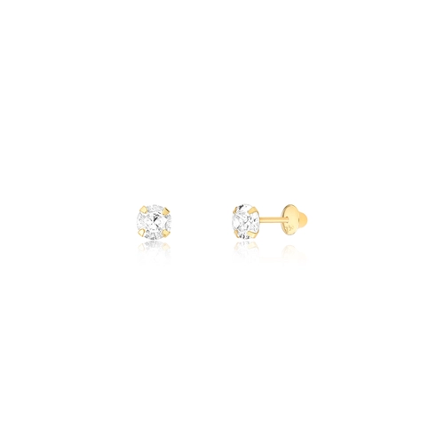 Brinco Infantil coração em ouro 18k com Zircônia