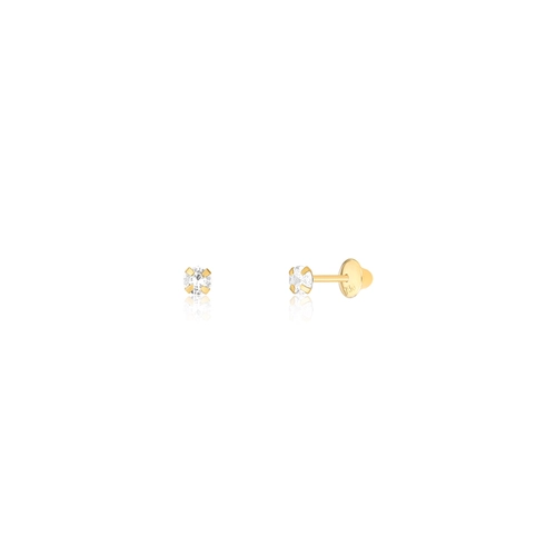 Brinco Infantil redondo ouro 18k com Zircônia branca