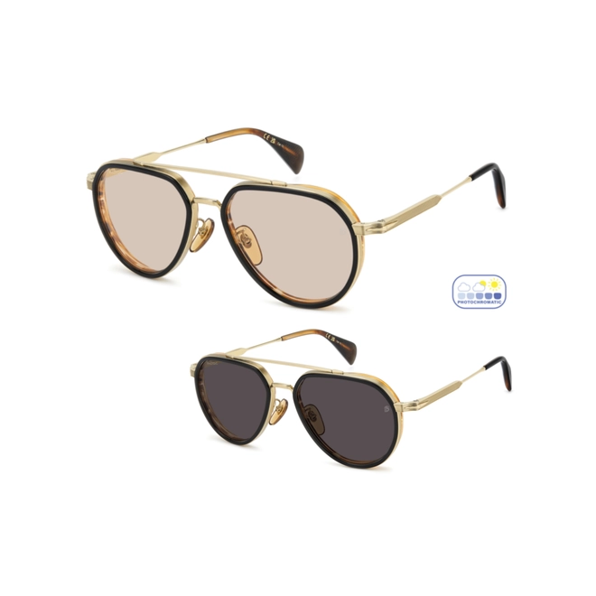 Óculos de Sol David Beckham DB 1226/G/S RHL 5763 S Titânio Preto e Dourado com lentes na cor Rosa Fotocromático 1
