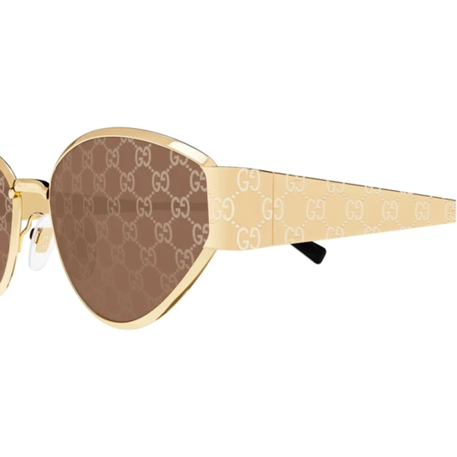 Óculos de Sol Gucci GG1853S-003 55 Metal Dourado com lentes na cor Marrom Espelhado 3