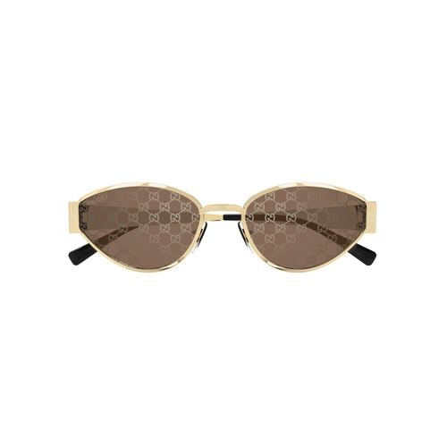 Óculos de Sol Gucci GG1853S-003 55 Metal Dourado com lentes na cor Marrom Espelhado