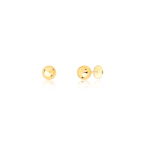 Brinco Juvenil esfera ouro 18k bola polida 5MM