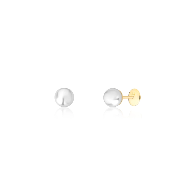 Brinco Juvenil Stud ouro 18k esfera de Pérola 5X5,5MM 1