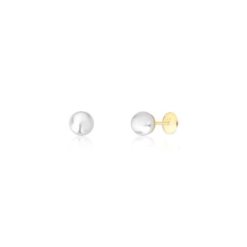 Brinco Juvenil Stud ouro 18k esfera de Pérola 5X5,5MM