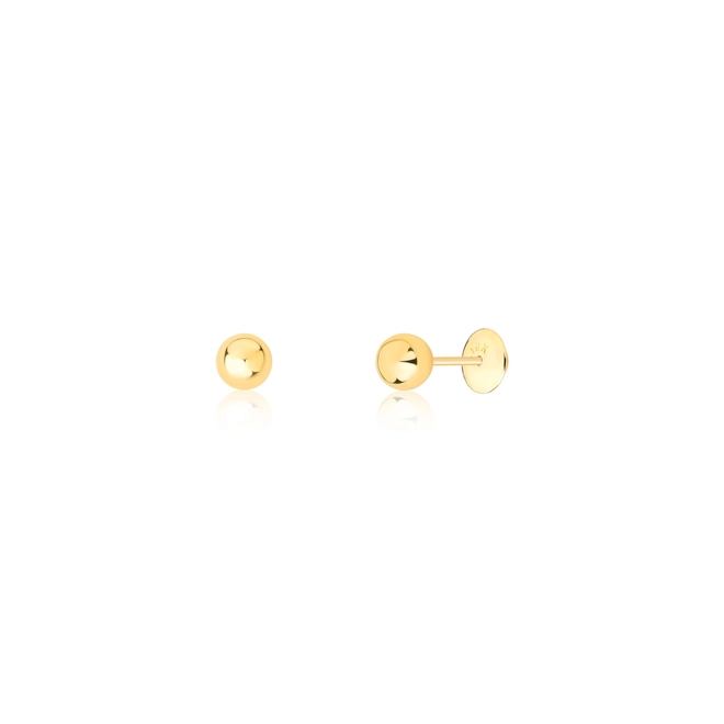 Brinco Infantil bolinha em ouro 18k esfera polida 1